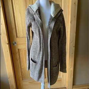 Maurices Womens Duster Open Cardigan Sweater With Hood. Size L